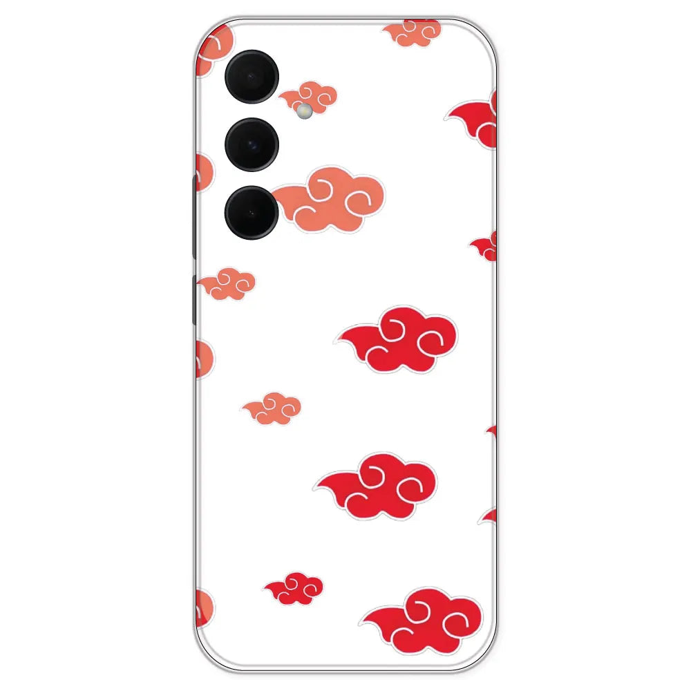 Red Clouds - Clear Printed Silicone Case For Samsung Galaxy A35