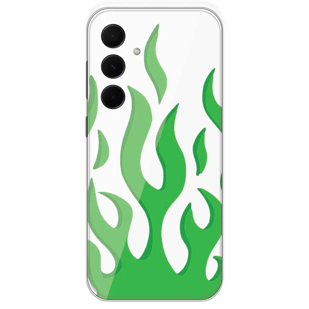 White Aesthetic Flame - Clear Printed Silicone Case For Samsung Galaxy A35