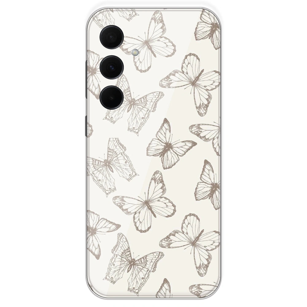 White Butterflies - Printed Silicone Case For Samsung Galaxy A35