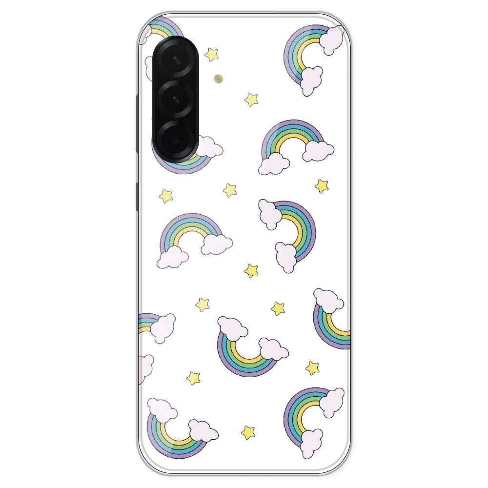 Rainbow With Clouds - Clear Printed Silicone Case For Samsung Galaxy A36