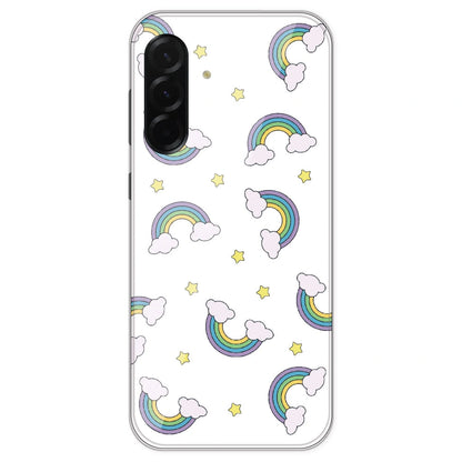 Rainbow With Clouds - Clear Printed Silicone Case For Samsung Galaxy A36