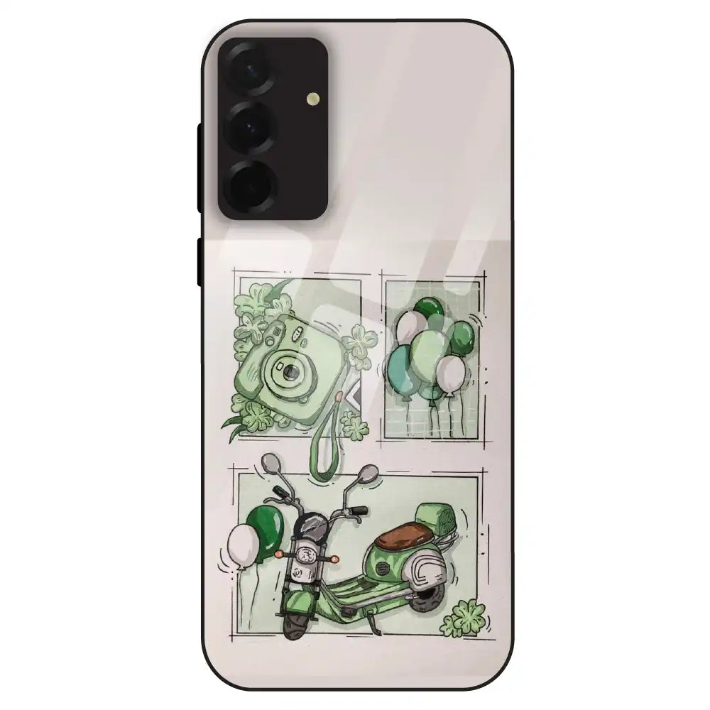 Vintage Green Sketch Aesthetic - Glass Case For Samsung Galaxy A36