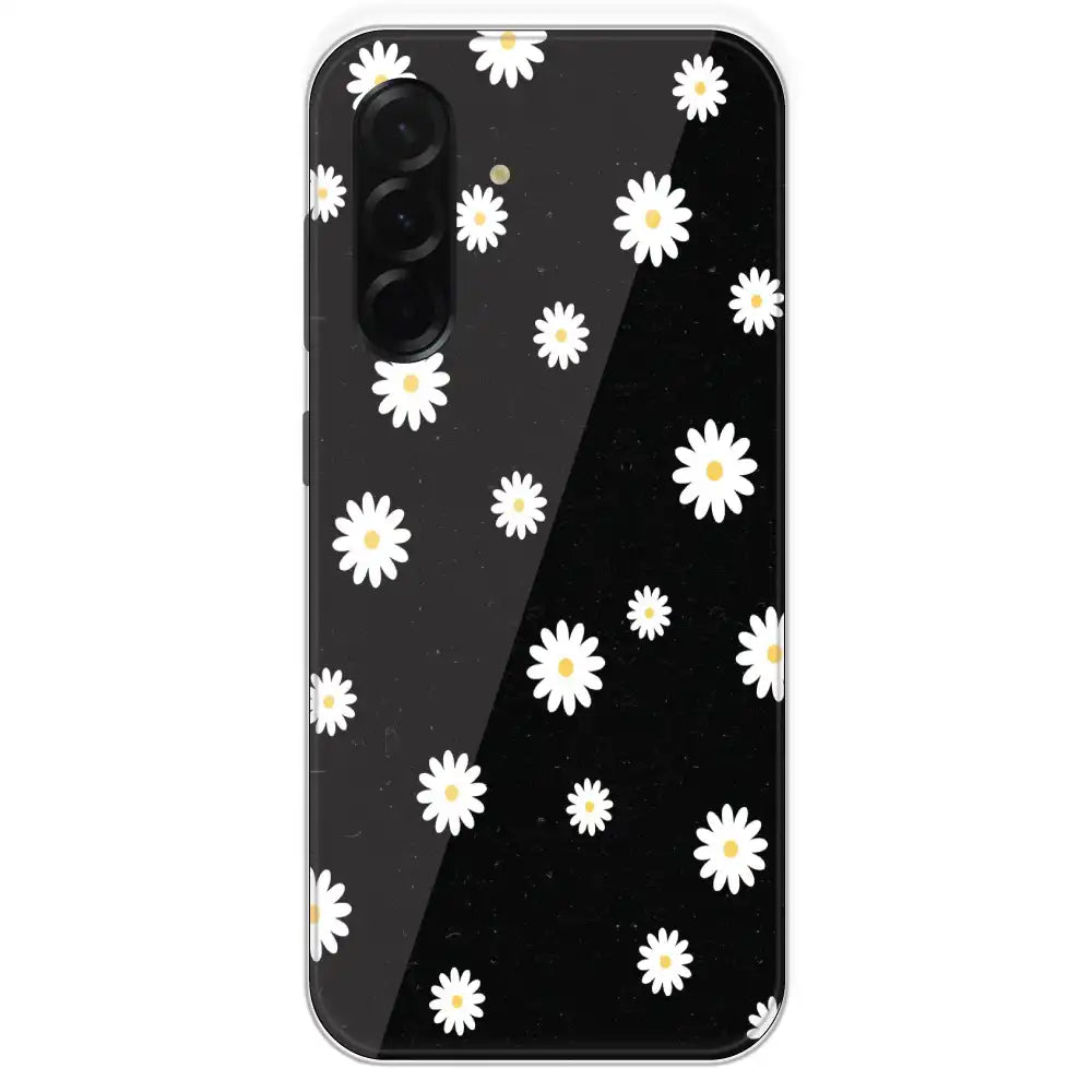 White And Black Flower - Printed Silicone Case For Samsung Galaxy A36
