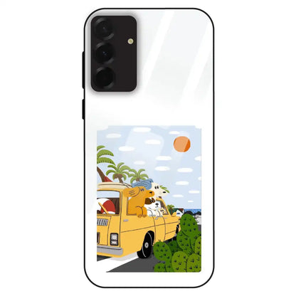 Cute Dog Travel Cartoon - Glass Case For Samsung Galaxy A36
