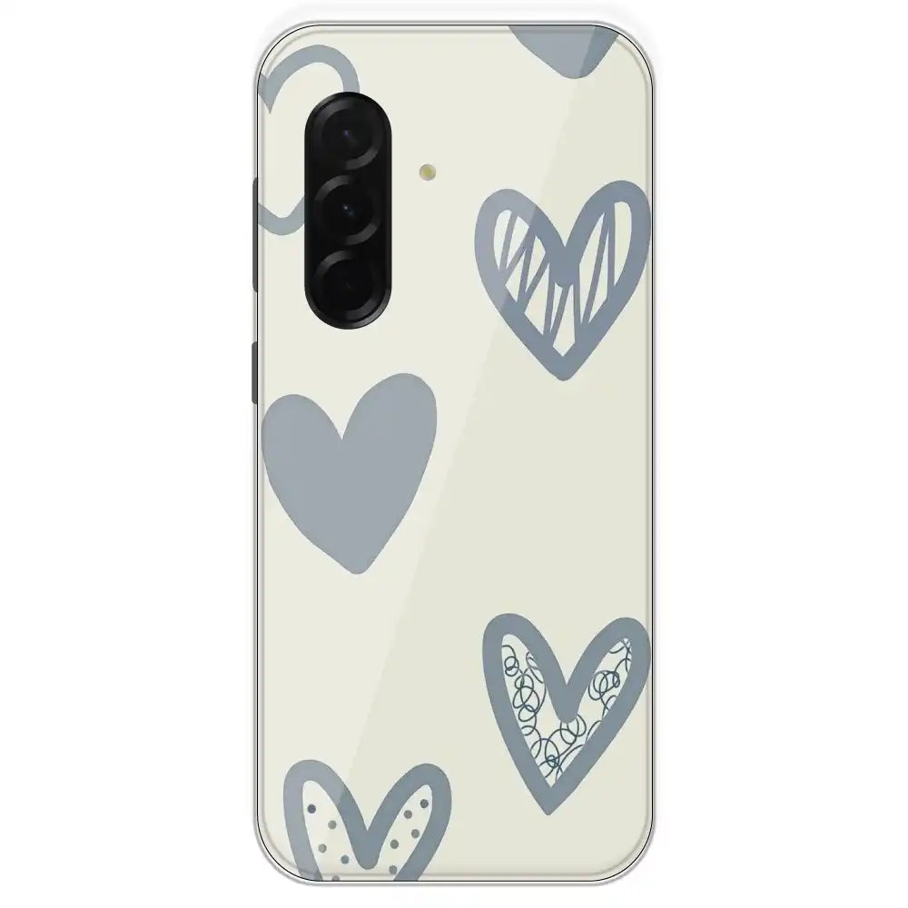 Light Blue Hearts - Printed Silicone Case For Samsung Galaxy A36