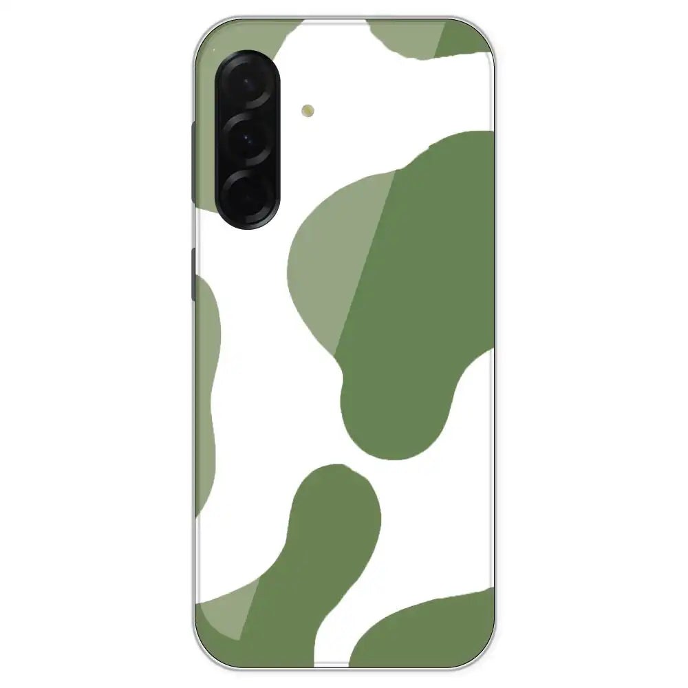Olive Green Cow Print - Clear Printed Silicone Case For Samsung Galaxy A36