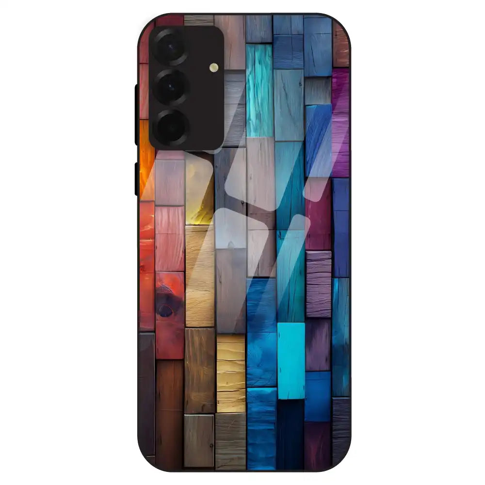 Color Block Wood Texture - Glass Case For Samsung Galaxy A36