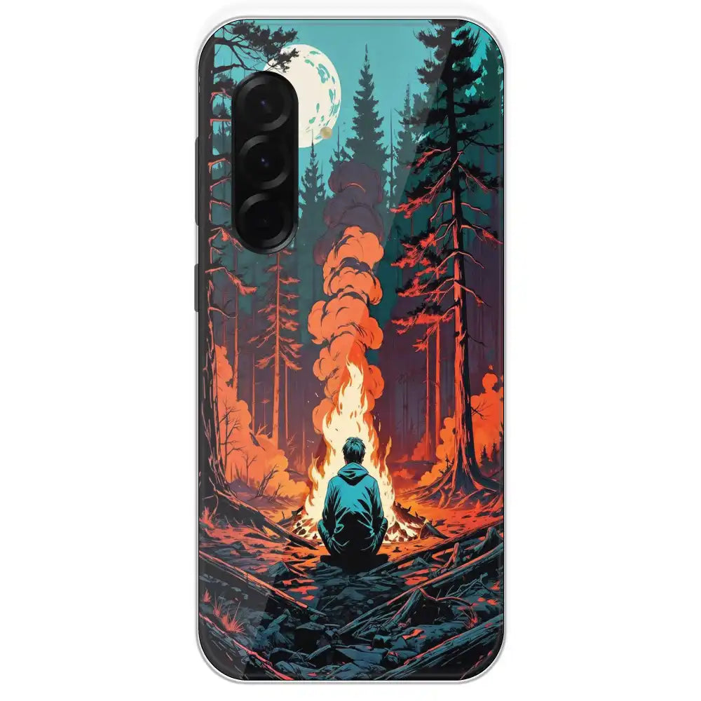 Boy With Camp Fire - Printed Silicone Case For Samsung Galaxy A36