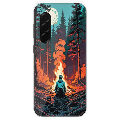 Boy With Camp Fire - Printed Silicone Case For Samsung Galaxy A36