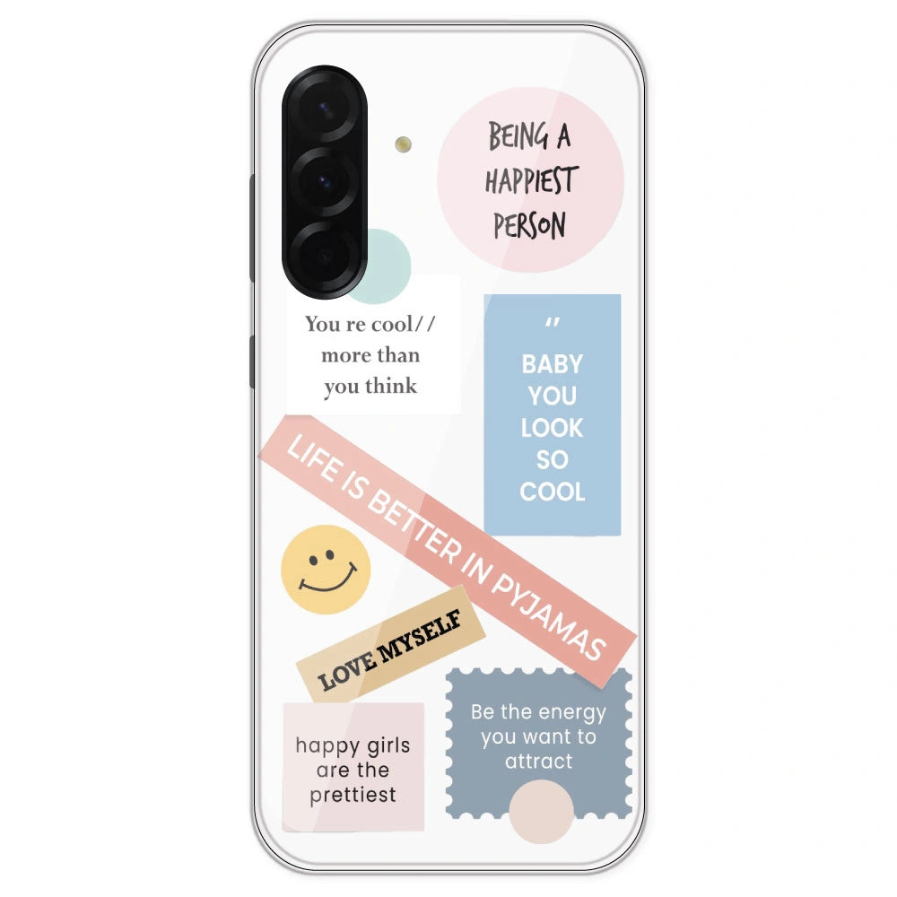 Be Happy - Clear Printed Silicone Case For Samsung Galaxy A36