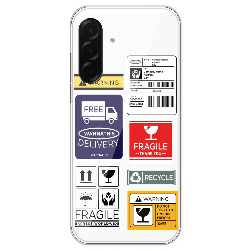 Caution Labels - Clear Printed Silicone Case For Samsung Galaxy A36