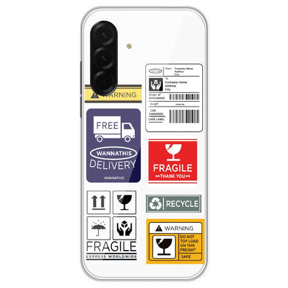 Caution Labels - Clear Printed Silicone Case For Samsung Galaxy A36