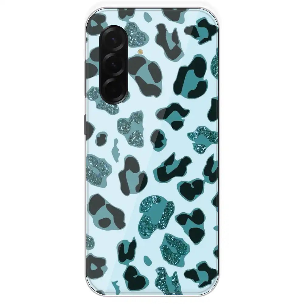 Blue Leopard Glitter Print - Printed Silicone Case For Samsung Galaxy A36