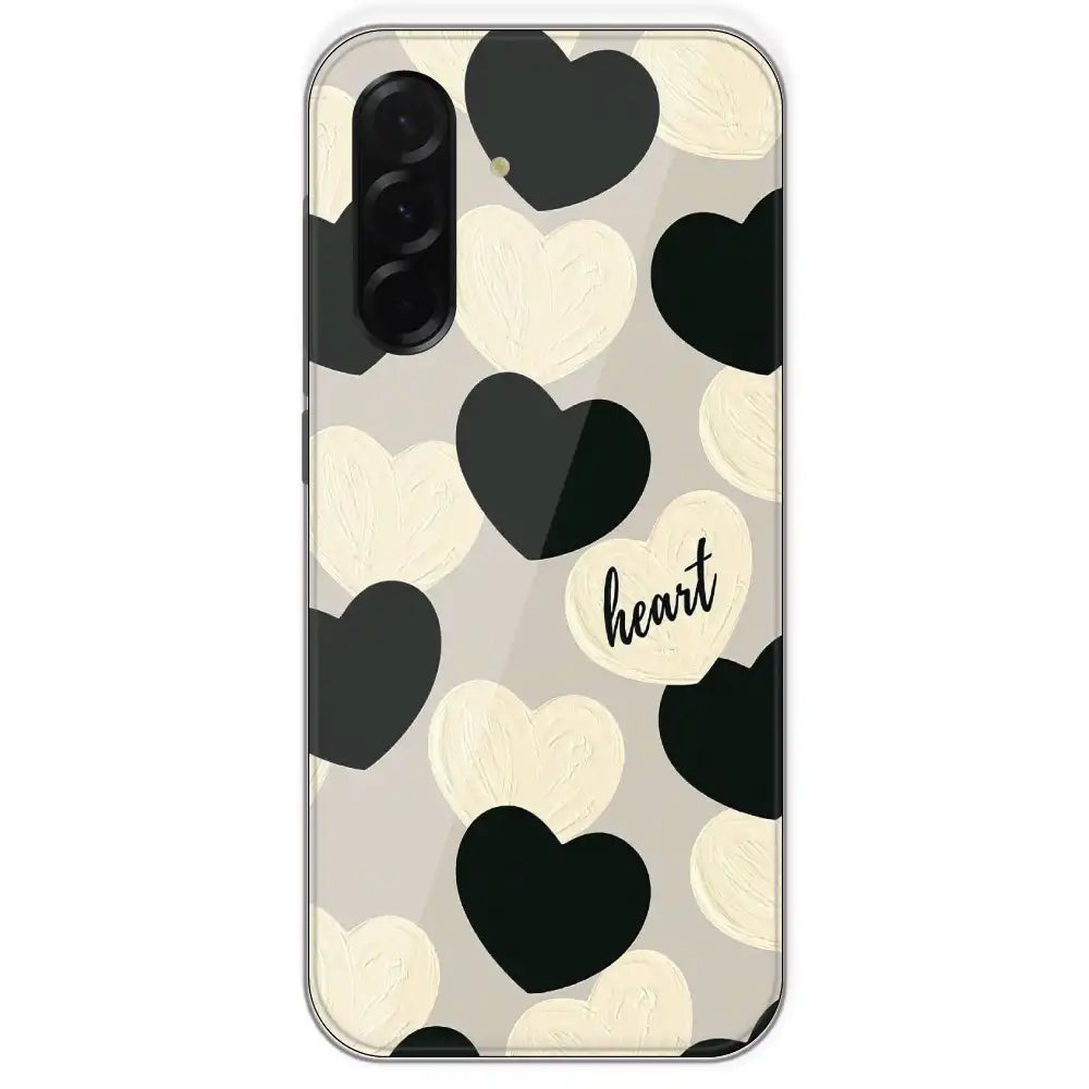 Black And White Heart - Printed Silicone Case For Samsung Galaxy A36