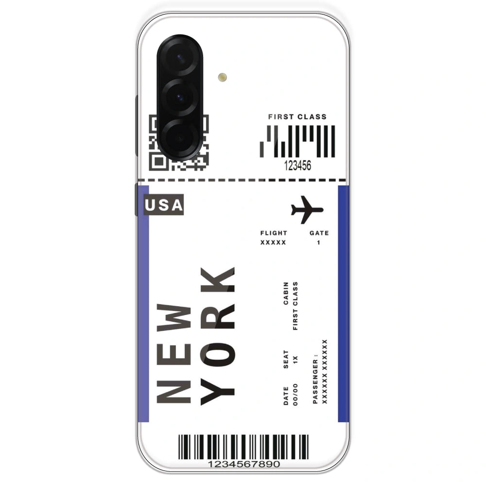 New York Ticket - Clear Printed Silicone Case For Samsung Galaxy A36