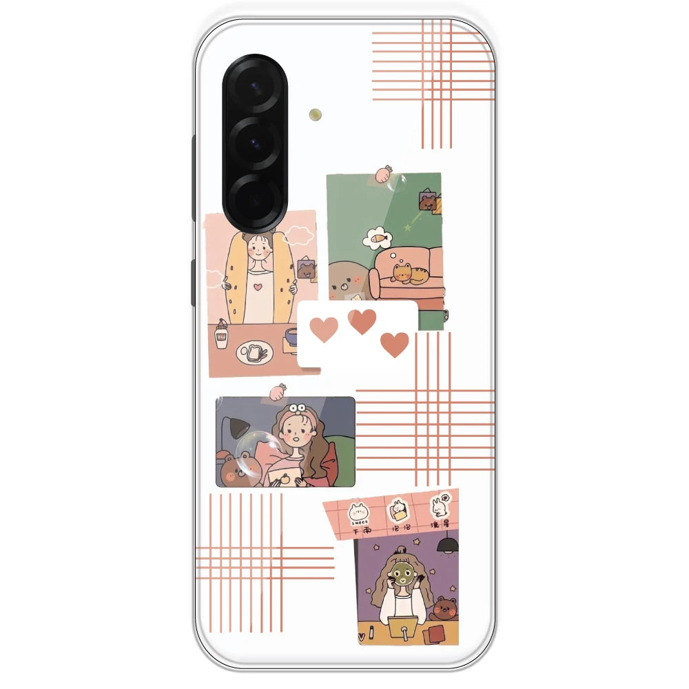 Cute Girl Collage - Clear Printed Silicone Case For Samsung Galaxy A36