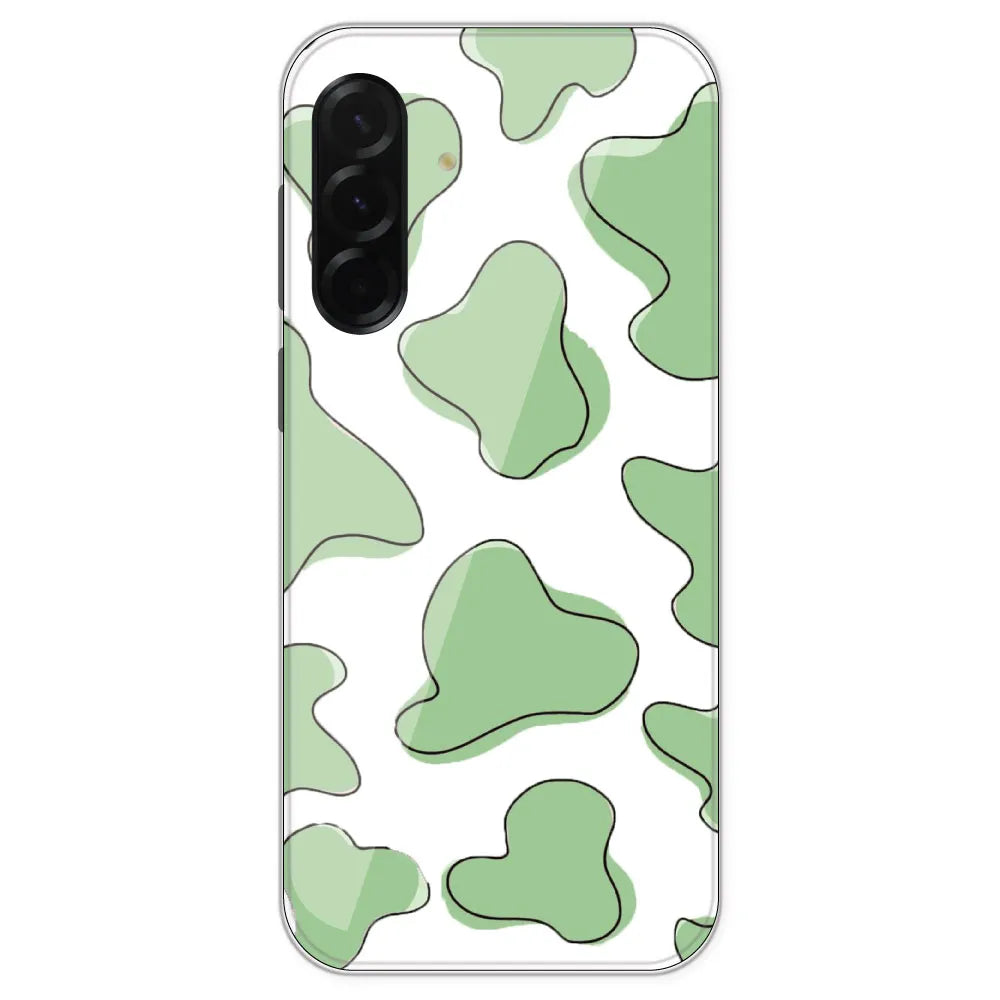 Green Cow Print - Clear Printed Silicone Case For Samsung Galaxy A36