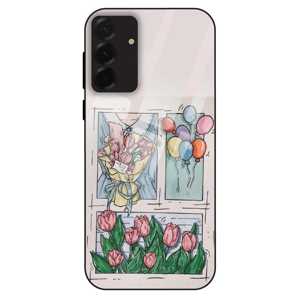 Tulip Aesthetic Sketch - Glass Case For Samsung Galaxy A36