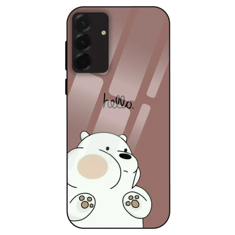Cute Bear Minimal - Glass Case For Samsung Galaxy A36