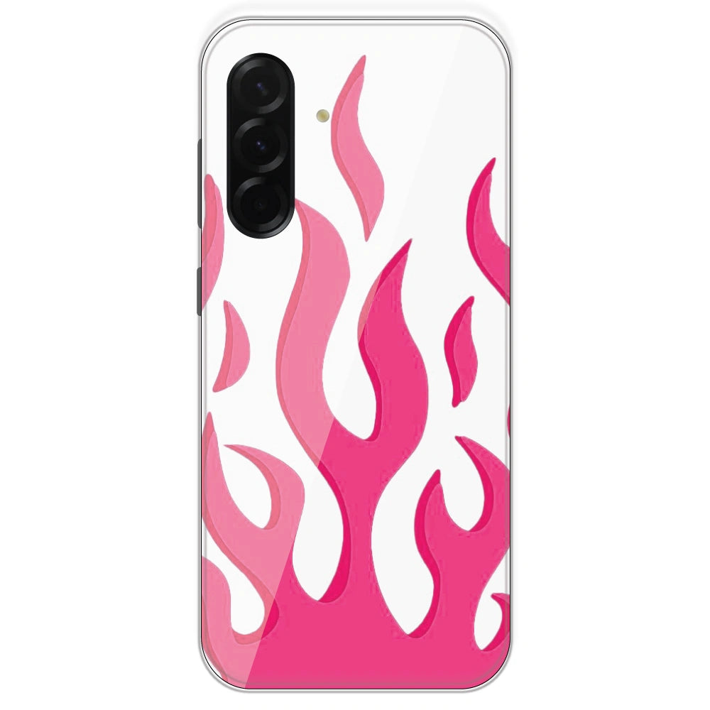 Pink Flames - Clear Printed Silicone Case For Samsung Galaxy A36