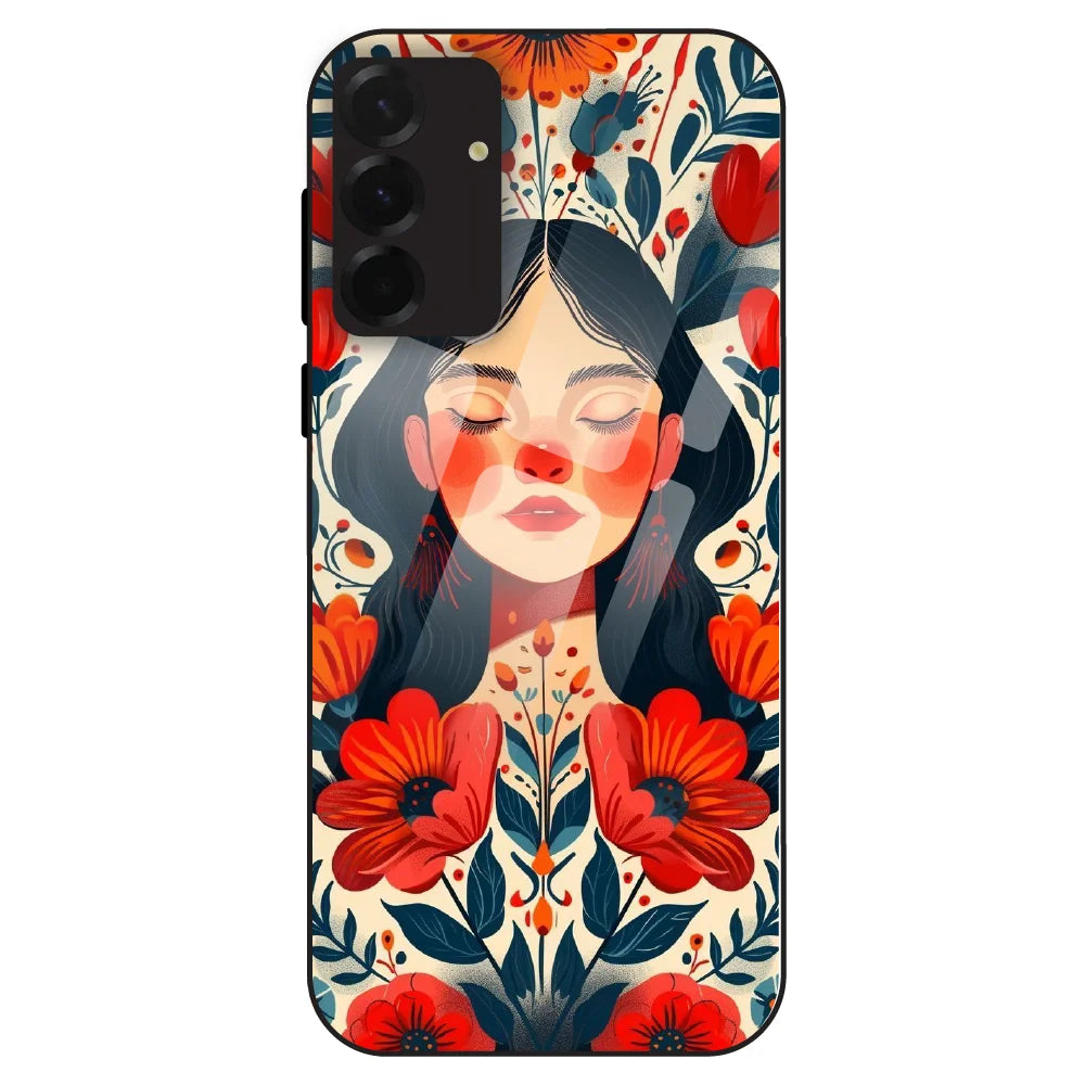 Floral Muse Portrait - Glass Case For Samsung Galaxy A36