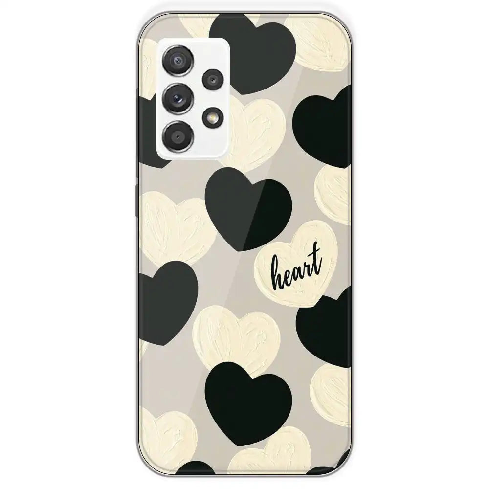 Black And White Heart - Printed Silicone Case For Samsung Galaxy A52