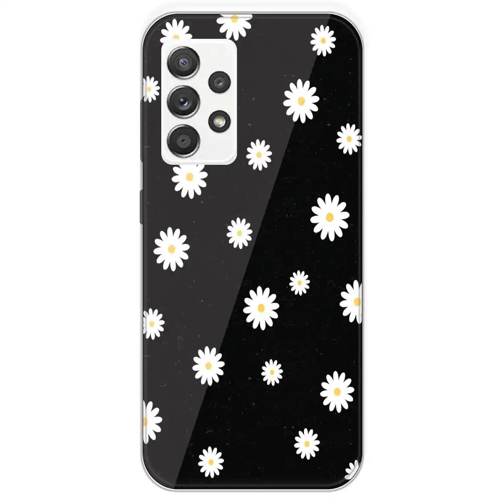 White And Black Flower - Printed Silicone Case For Samsung Galaxy A52