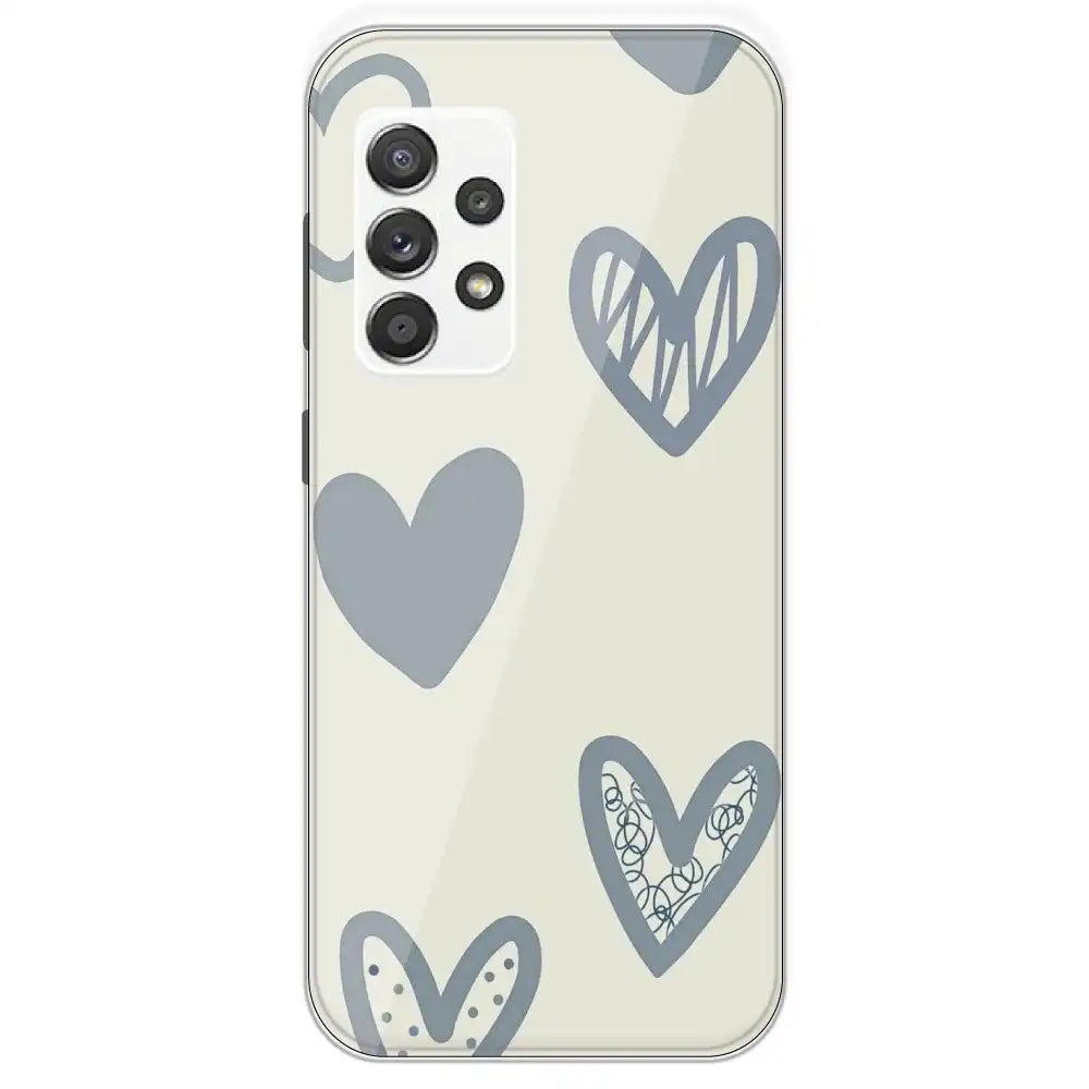 Light Blue Hearts - Printed Silicone Case For Samsung Galaxy A52