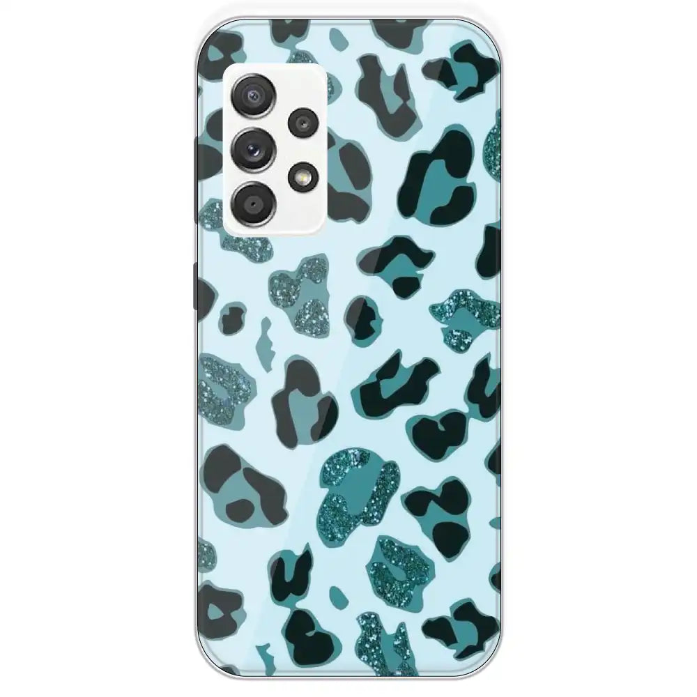 Blue Leopard Glitter Print - Printed Silicone Case For Samsung Galaxy A52