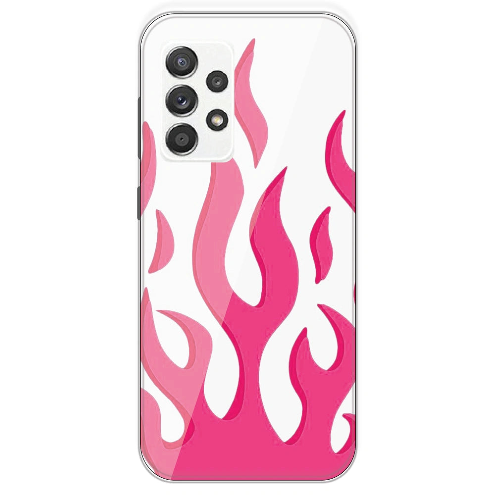 Pink Flames - Clear Printed Silicone Case For Samsung Galaxy A52