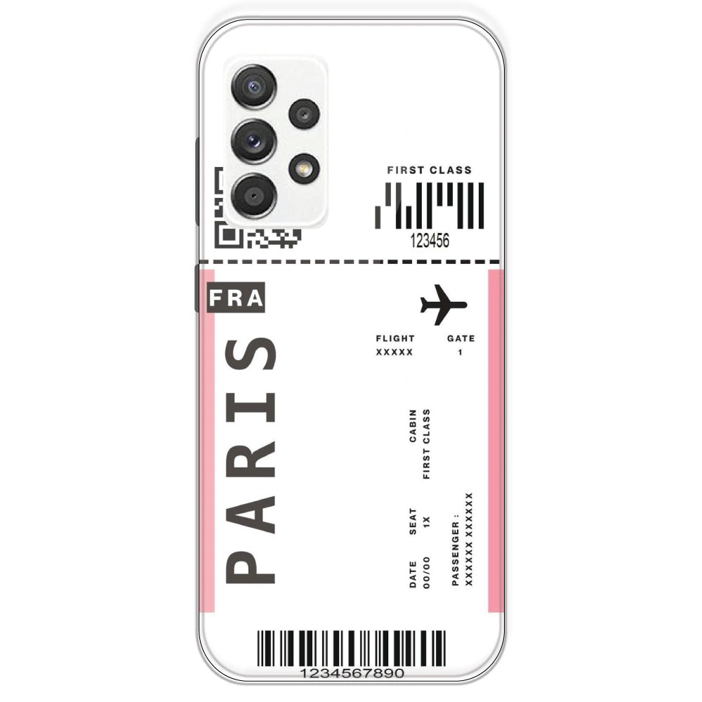Paris Ticket - Clear Printed Silicone Case For Samsung Galaxy A52