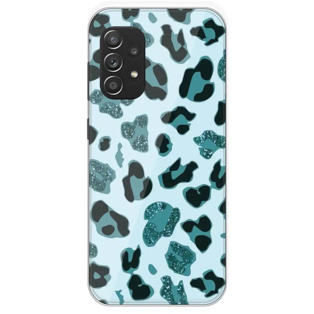 Blue Leopard Glitter Print - Printed Silicone Case For Samsung Galaxy A52S