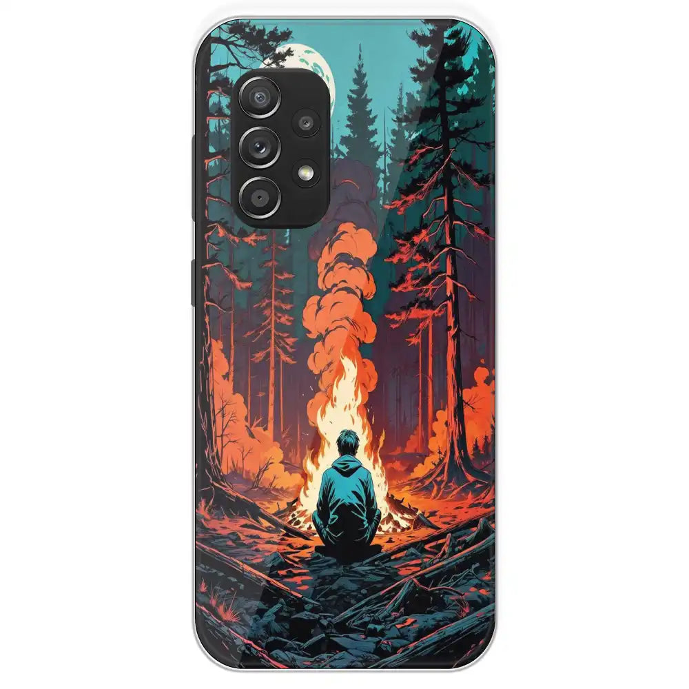 Boy With Camp Fire - Printed Silicone Case For Samsung Galaxy A52S