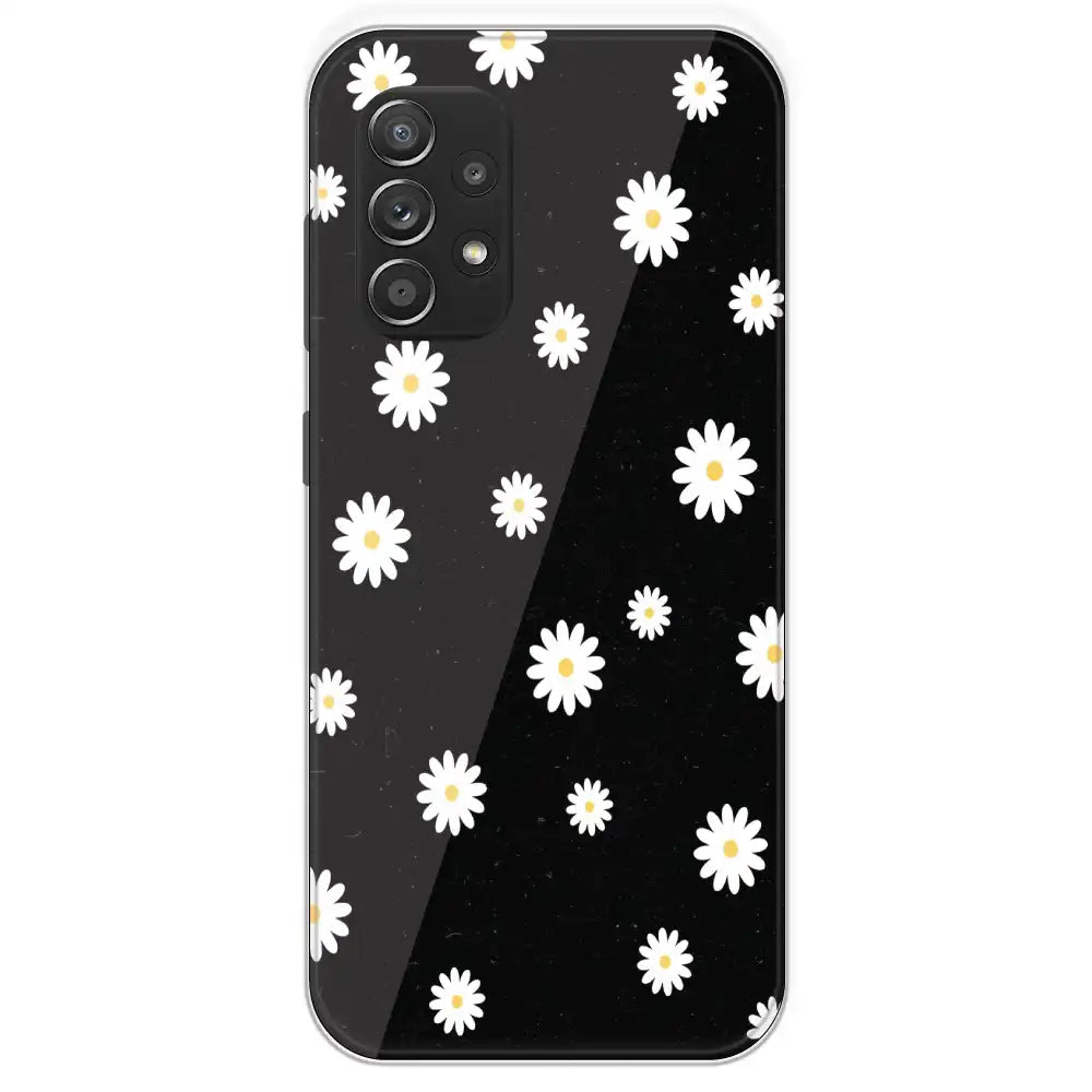 White And Black Flower - Printed Silicone Case For Samsung Galaxy A52S