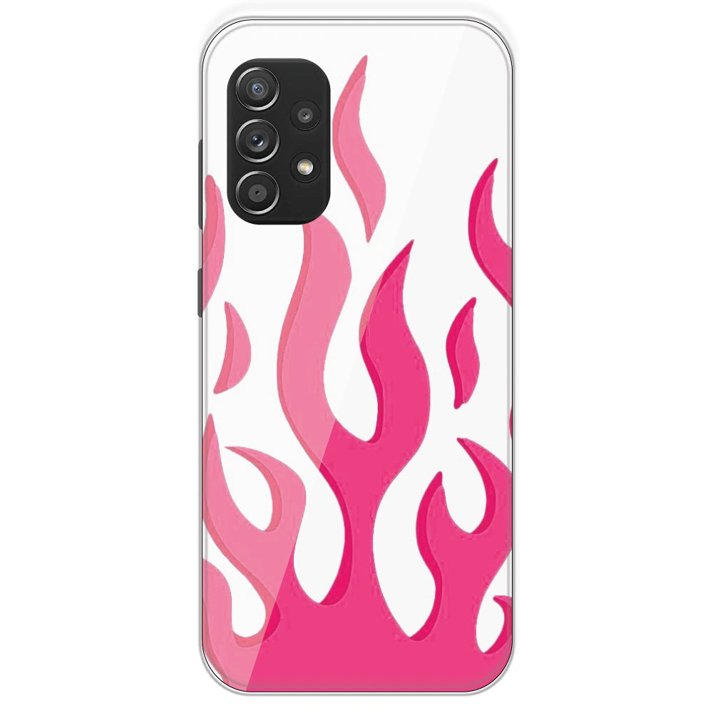 Pink Flames - Clear Printed Silicone Case For Samsung Galaxy A52S