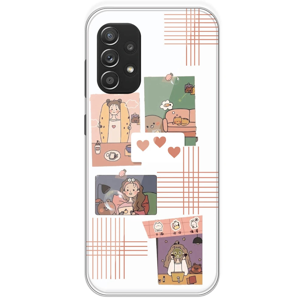 Cute Girl Collage - Clear Printed Silicone Case For Samsung Galaxy A52S