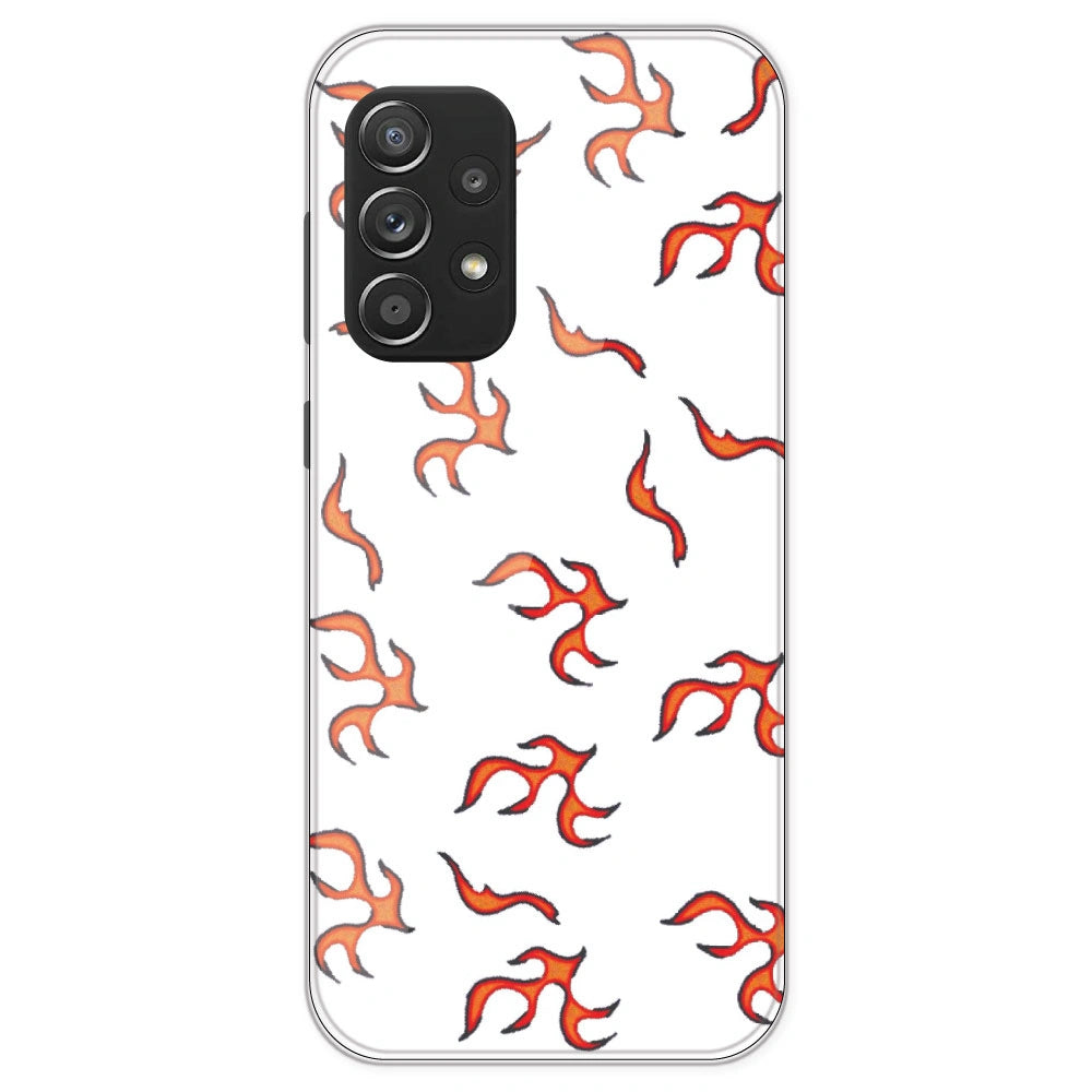 Orange Mini Flames - Clear Printed Silicone Case For Samsung Galaxy A52