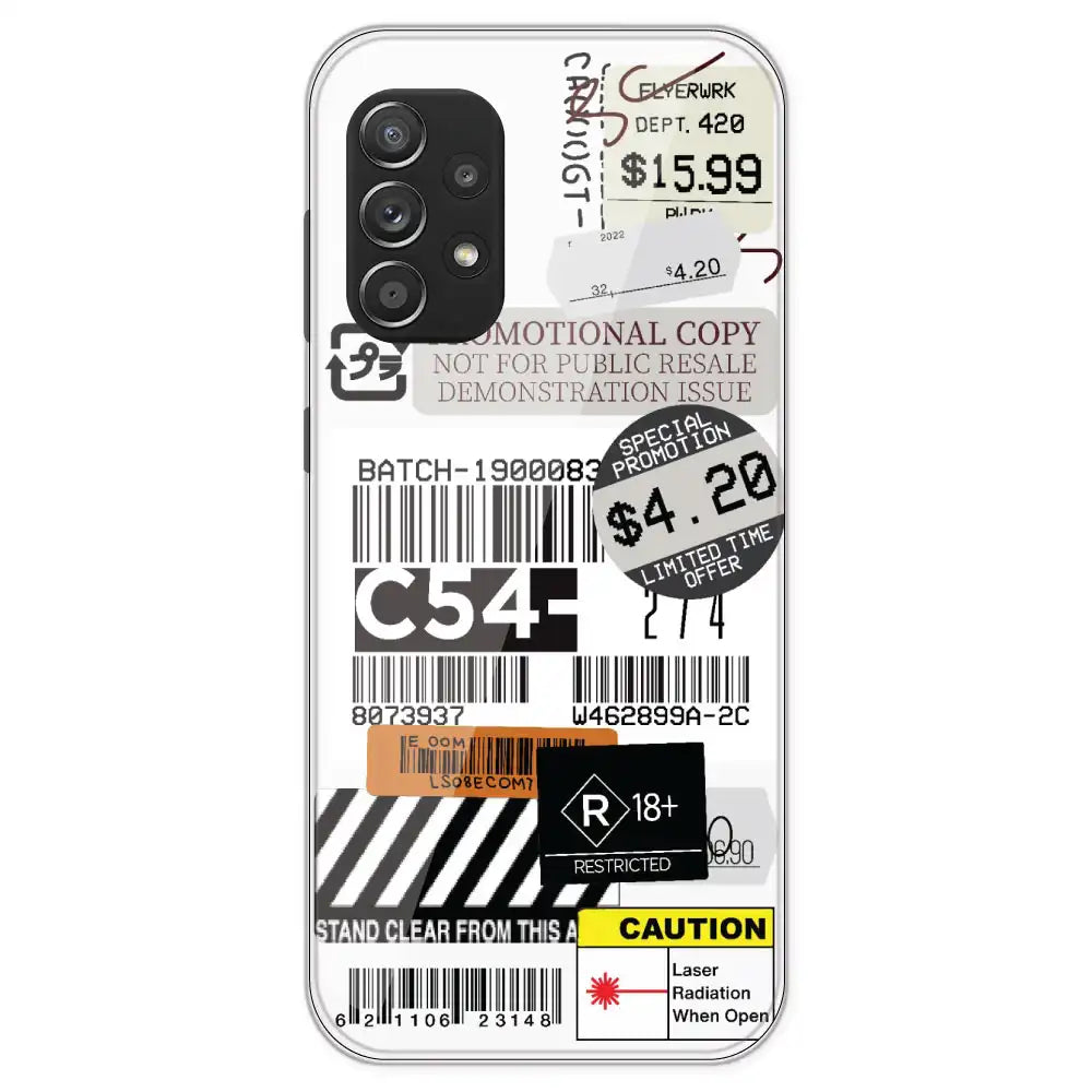 Labels - Clear Printed Silicone Case For Samsung Galaxy A52S