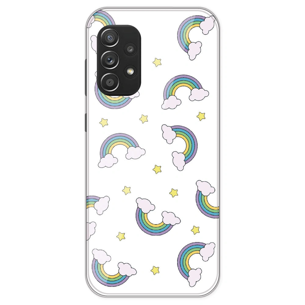 Rainbow With Clouds - Clear Printed Silicone Case For Samsung Galaxy A52S