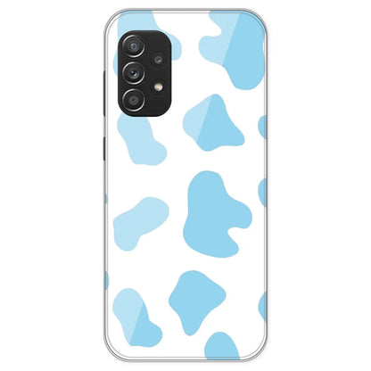 Blue Cow Print - Clear Printed Silicone Case For Samsung Galaxy A52S