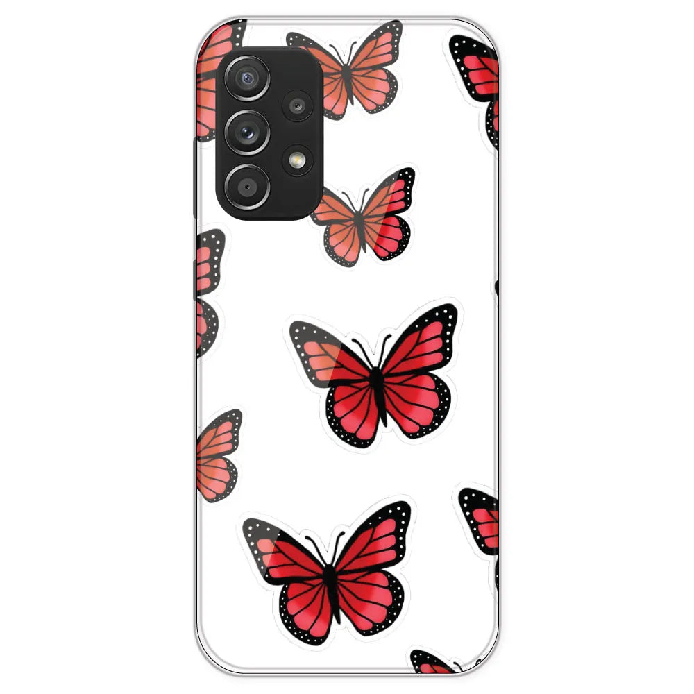 Red Butterfly - Clear Printed Silicone Case For Samsung Galaxy A52