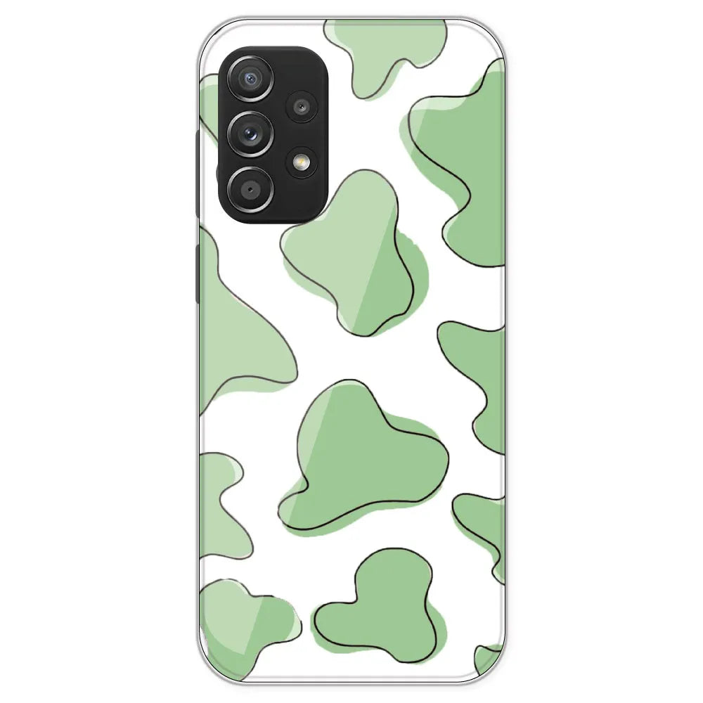 Green Cow Print - Clear Printed Silicone Case For Samsung Galaxy A52