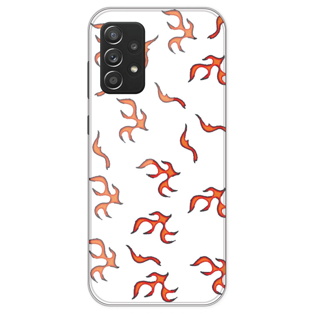 Orange Mini Flames - Clear Printed Silicone Case For Samsung Galaxy A53