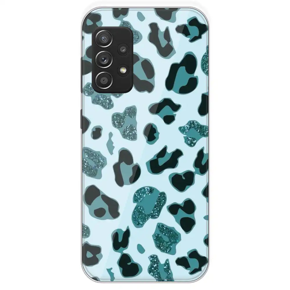 Blue Leopard Glitter Print - Printed Silicone Case For Samsung Galaxy A53
