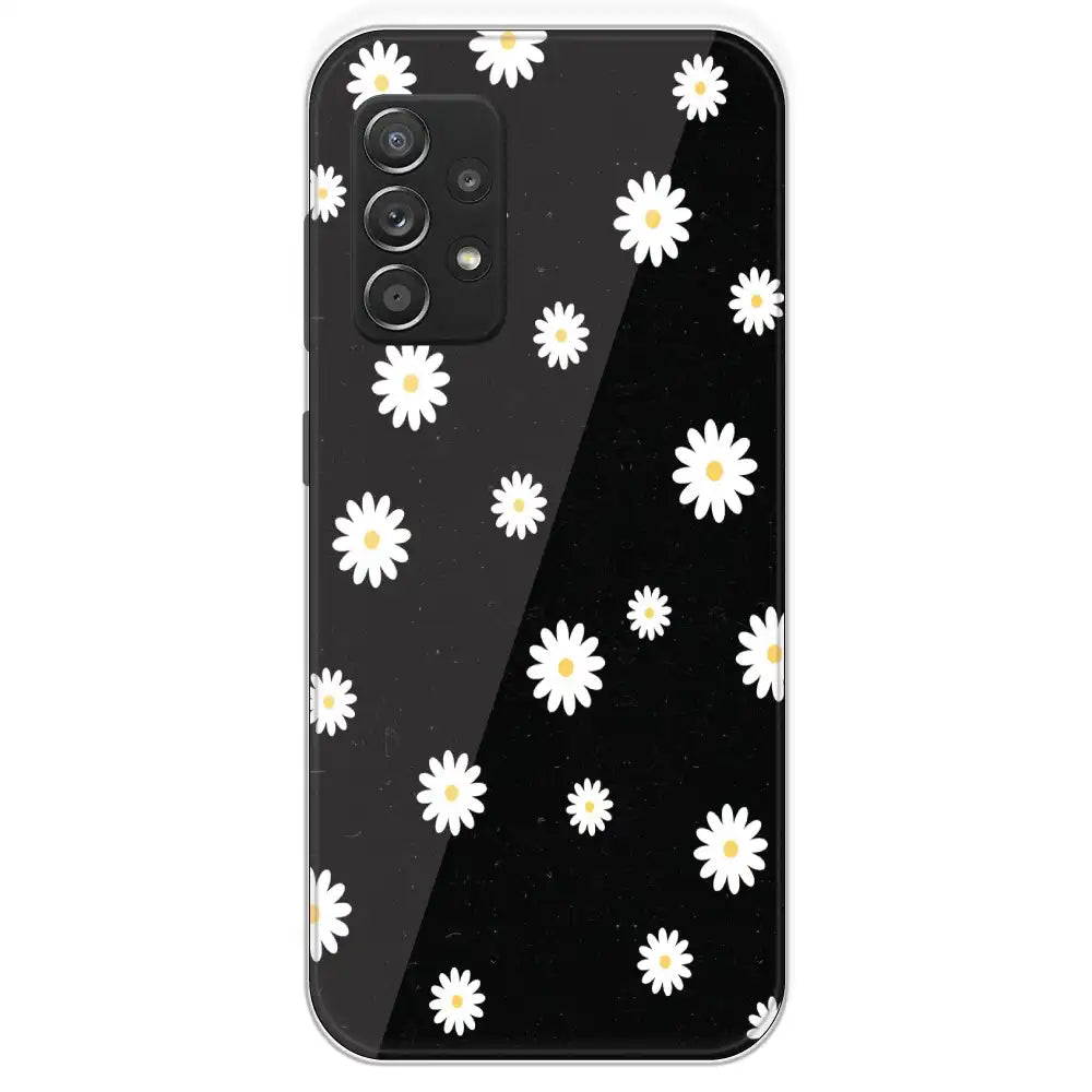 White And Black Flower - Printed Silicone Case For Samsung Galaxy A53