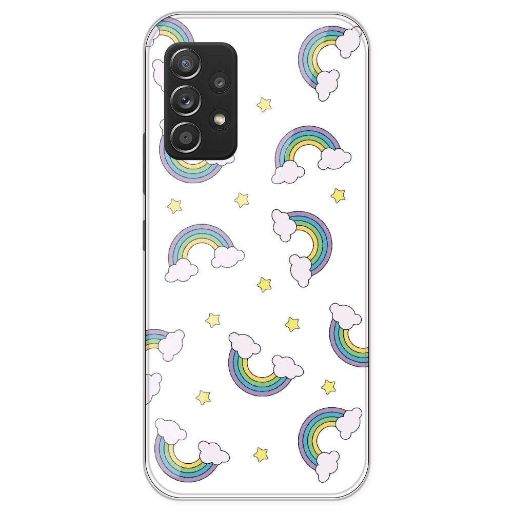 Rainbow With Clouds - Clear Printed Silicone Case For Samsung Galaxy A53