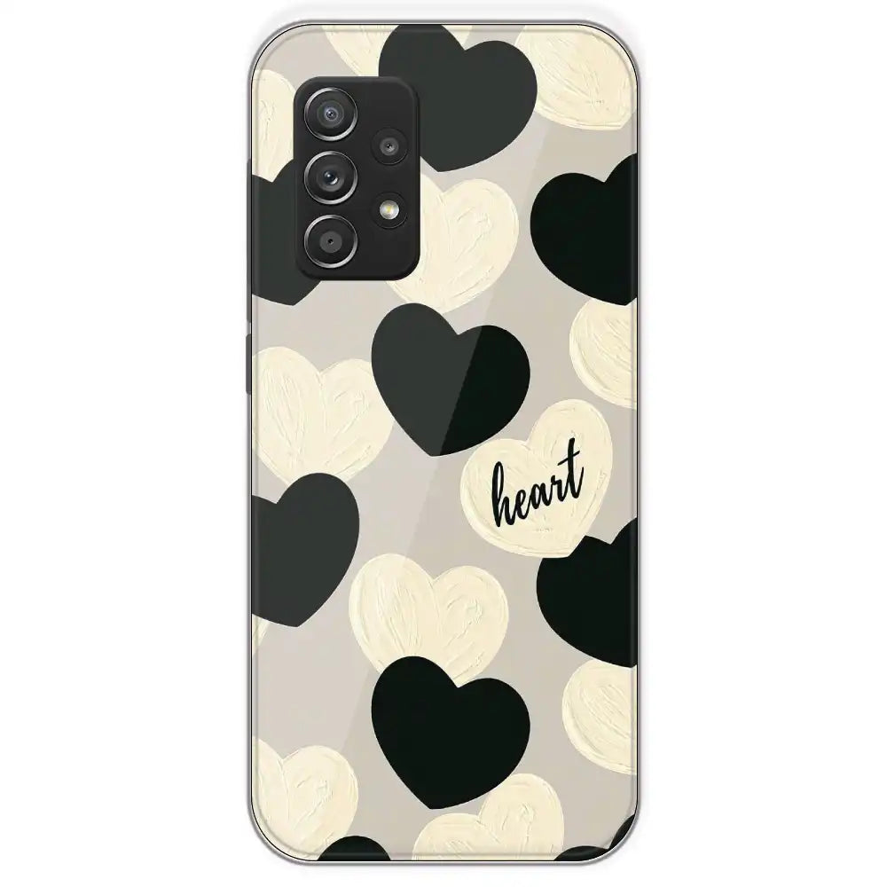 Black And White Heart - Printed Silicone Case For Samsung Galaxy A53