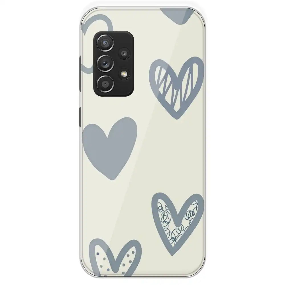 Light Blue Hearts - Printed Silicone Case For Samsung Galaxy A53