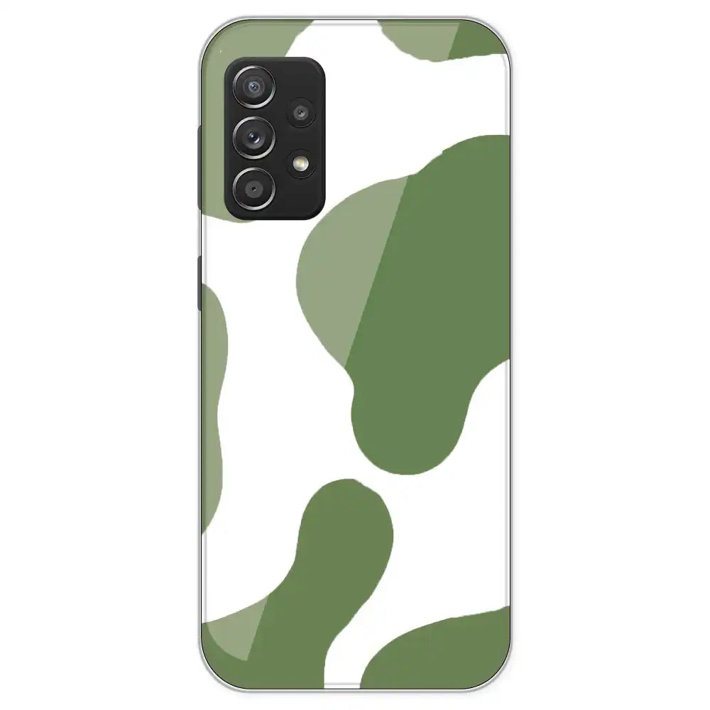 Olive Green Cow Print - Clear Printed Silicone Case For Samsung Galaxy A53