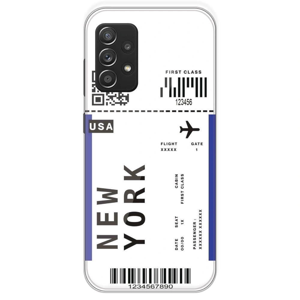 New York Ticket - Clear Printed Silicone Case For Samsung Galaxy A53